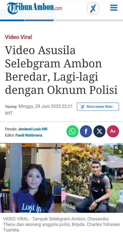 Viral Selebgram Dan Polis Diambon Yang Banyak Dicari